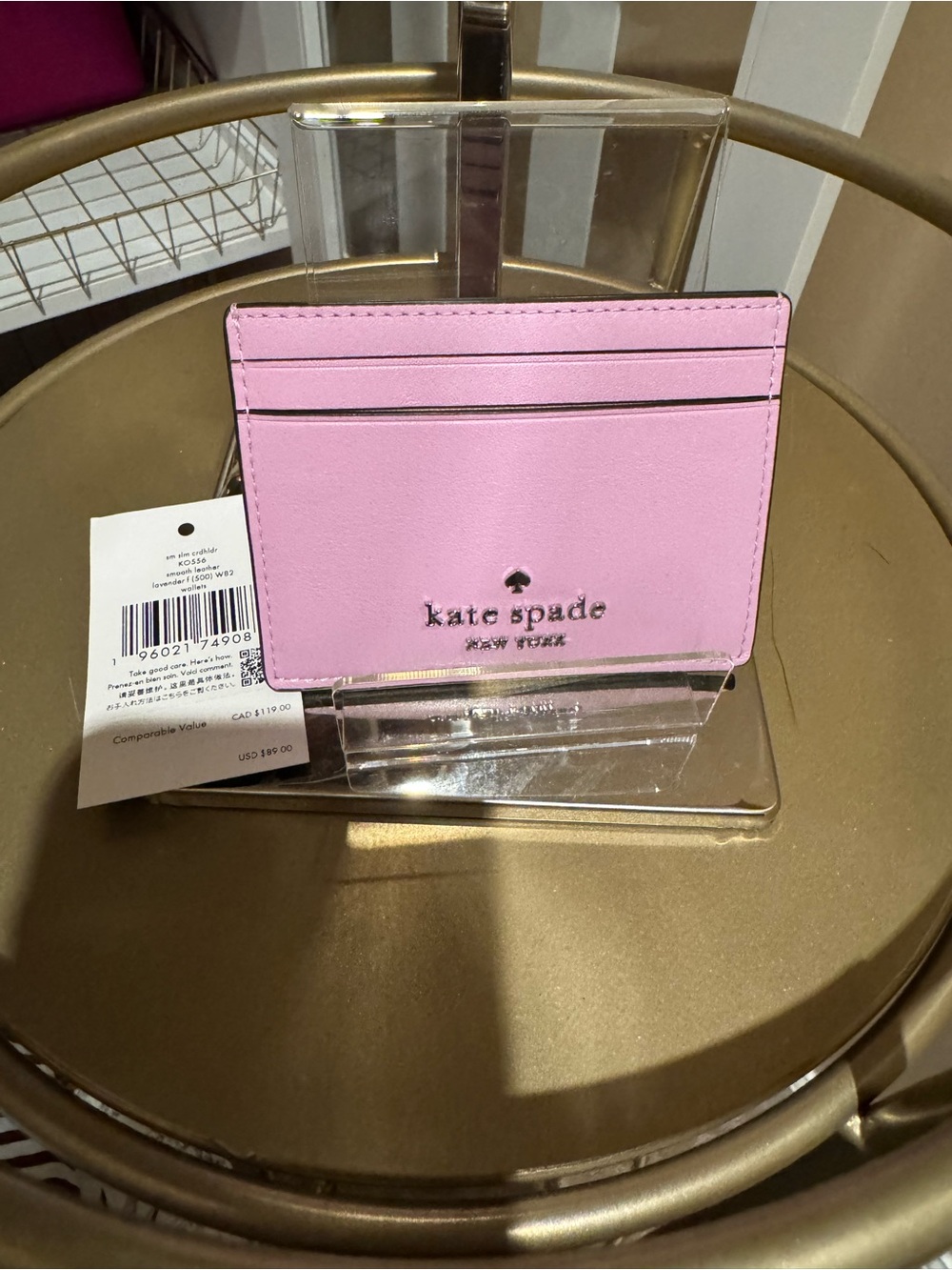 kate spade New York lavender leather card holder